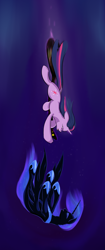 Size: 1728x4096 | Tagged: safe, artist:kwendynew, character:nightmare moon, character:princess luna, character:twilight sparkle, broom, falling