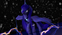 Size: 2560x1440 | Tagged: safe, artist:thelunagames, character:princess luna, 3d, blender, cinema4d, female, sai, solo, spread wings, wings