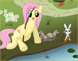 Size: 1500x1163 | Tagged: safe, artist:isegrim87, character:angel bunny, character:fluttershy, circle of life, ferret, fishing