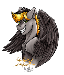 Size: 1280x1500 | Tagged: safe, artist:alexispaint, oc, oc only, oc:digital import, species:hippogriff, smiling, solo