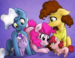Size: 1824x1428 | Tagged: safe, artist:mylittlelevi64, character:cheese sandwich, character:pinkie pie, character:pokey pierce, parent:cheese sandwich, parent:pinkie pie, parent:pokey pierce, parents:cheesepie, parents:pokeypie, ship:cheesepie, ship:pokeypie, freckles, male, offspring, pokeycheesepie, polyamory, shipping, straight