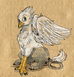 Size: 1000x1033 | Tagged: safe, artist:thekuto, oc, oc only, oc:der, species:griffon, solo, traditional art