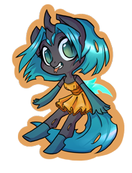 Size: 458x600 | Tagged: safe, artist:dinkelion, oc, oc only, species:anthro, species:changeling, changeling oc, chibi, simple background, solo, transparent background