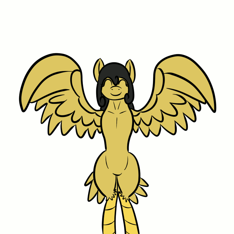 Size: 800x800 | Tagged: safe, artist:happydeadpony, oc, oc only, oc:cloepty, species:bird, animated, chicken dance, colored, colored pupils, cute, dancing, female, gif, harpony, original species, plot, shake, simple background, solo, white background, wings