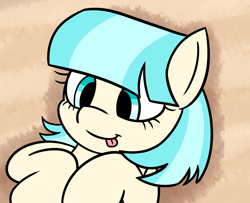 Size: 2284x1855 | Tagged: dead source, safe, artist:radek1212, character:coco pommel, species:pony, beach, cocobetes, cute, female, happy, sand, silly, silly pony, smiling, solo, tongue out