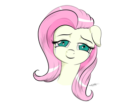 Size: 6000x5000 | Tagged: safe, artist:vulthuryol00, character:fluttershy, absurd resolution, bust, crying, cute, female, floppy ears, head tilt, lidded eyes, looking at you, portrait, simple background, smiling, solo, tears of joy, teary eyes, white background