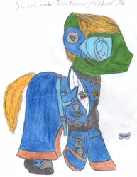 Size: 2550x3300 | Tagged: safe, artist:aridne, species:earth pony, species:pony, overwatch, ponified, soldier 76, solo, traditional art