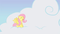 Size: 11250x6480 | Tagged: safe, artist:lazypixel, character:fluttershy, species:pegasus, species:pony, absurd resolution, cloud, cute, eyes closed, female, happy, mare, shyabetes, sitting, sky, solo, spread wings, vector, wings