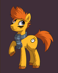 Size: 1184x1480 | Tagged: safe, artist:breakdream, oc, oc only, species:earth pony, species:pony, clothing, male, raised hoof, scarf, solo, stallion