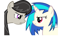 Size: 10720x7177 | Tagged: safe, artist:lazypixel, character:dj pon-3, character:octavia melody, character:vinyl scratch, species:earth pony, species:pony, species:unicorn, absurd resolution, female, horn, mare, simple background, teeth, transparent background, vector