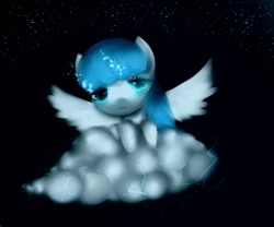 Size: 600x500 | Tagged: safe, artist:pipomanager-mimmi, character:white lightning, species:pegasus, species:pony, cloud, cute, female, mare, night, night sky, sky, solo