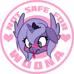 Size: 1000x1000 | Tagged: safe, artist:jopiter, character:princess luna, species:alicorn, species:pony, blood, blushing, female, filly, head, nosebleed, not safe for woona, nsfw, solo, spread wings, wingboner, wings, woona, younger