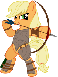 Size: 5000x6545 | Tagged: safe, artist:lightningtumble, character:applejack, absurd resolution, archer, archery, arrow, bow (weapon), bow and arrow, simple background, transparent background, vector, weapon