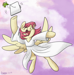 Size: 892x903 | Tagged: safe, artist:espeonna, oc, oc only, species:pegasus, species:pony, academic gown, clothing, graduation, happy, solo