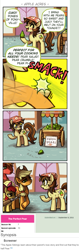 Size: 571x1803 | Tagged: safe, artist:emlan, character:apple bloom, character:applejack, character:big mcintosh, character:granny smith, oc, oc:pear blossom, species:earth pony, species:pony, episode:the perfect pear, g4, my little pony: friendship is magic, 4koma, apple family, apple mafia, apple siblings, appul, baseball bat, cart, clothing, comic, dark comedy, food, freckles, harsher in hindsight, hat, hilarious in hindsight, intimidating, irony, italian, mafia, male, misspelling, pear, ponyville, punch, scared, scary, stall, stallion, sweat, that pony sure does hate pears, this will end in pain, wrong neighborhood