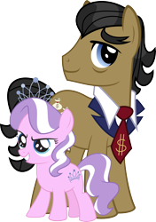 Size: 6575x9328 | Tagged: safe, artist:psyxofthoros, character:diamond tiara, character:filthy rich, species:pony, absurd resolution, father and daughter, female, filly, male, necktie, psyxofthoros, simple background, stallion, transparent background, vector