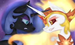 Size: 3600x2160 | Tagged: safe, artist:dixierarity, character:daybreaker, character:nightmare moon, character:princess celestia, character:princess luna, species:alicorn, species:pony, episode:a royal problem, g4, my little pony: friendship is magic, day, female, fight, moon, night, nightmare, royal sisters, sisters, sun