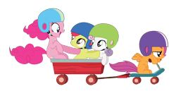 Size: 4000x2059 | Tagged: safe, artist:korikian, character:apple bloom, character:pinkie pie, character:scootaloo, character:sweetie belle, cutie mark crusaders, helmet, simple background, transparent background, vector