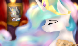Size: 3600x2140 | Tagged: safe, artist:dixierarity, character:king sombra, character:princess celestia, species:pony, ship:celestibra, always, comic, female, king, love, male, princess, reflections, shipping, straight