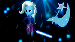 Size: 1920x1080 | Tagged: safe, artist:danj16, character:trixie, my little pony:equestria girls, 3d, crossover, jedi, lightsaber, star wars, weapon