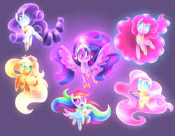 Size: 4500x3499 | Tagged: safe, artist:siggie740, character:applejack, character:fluttershy, character:pinkie pie, character:rainbow dash, character:rarity, character:twilight sparkle, character:twilight sparkle (alicorn), species:alicorn, species:pony, absurd resolution, big crown thingy, cute, dashabetes, diapinkes, elements of harmony, jackabetes, jewelry, looking at you, mane six, raribetes, regalia, shyabetes, smiling, twiabetes