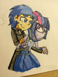 Size: 2448x3264 | Tagged: safe, artist:imtailsthefoxfan, character:flash sentry, character:twilight sparkle, character:twilight sparkle (scitwi), species:eqg human, ship:flashlight, my little pony:equestria girls, clothing, dress, female, male, outfit, sciflash, shipping, straight