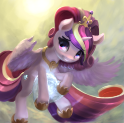 Size: 879x871 | Tagged: safe, artist:bakuel, character:princess cadance, species:pony, crown, crystal heart, cute, cutedance, female, jewelry, mare, regalia, smiling, solo