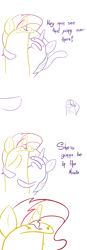 Size: 800x2300 | Tagged: safe, artist:d-sixzey, character:starlight glimmer, character:sunset shimmer, character:twilight sparkle, species:pony, species:unicorn, my little pony: the movie (2017), >:c, comic, dialogue, female, florkofcows, food, frown, hey man see that guy over there, ice cream, ice cream cone, mare, meme, simple background, white background
