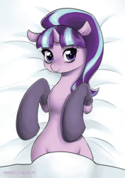 Size: 600x850 | Tagged: safe, artist:piripaints, character:starlight glimmer, species:pony, species:unicorn, clothing, cute, female, glimmerbetes, looking at you, mare, s5 starlight, smiling, socks, solo, stockings, strategically covered, thigh highs