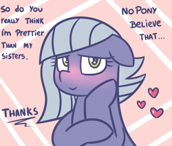 Size: 1000x850 | Tagged: safe, artist:radek1212, character:limestone pie, species:pony, blushing, cute, female, heart, limabetes, solo