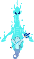 Size: 1525x2598 | Tagged: safe, artist:andrevus, character:sonata dusk, species:siren, elemental, female, merpony, ponified, seahorse, simple background, solo, spell, transparent background, trident, water elemental, weapon