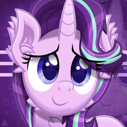 Size: 4000x4000 | Tagged: safe, artist:sol-r, character:starlight glimmer, species:pony, species:unicorn, absurd resolution, bust, cute, ear fluff, female, glimmerbetes, mare, portrait, smiling, solo