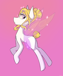 Size: 1500x1800 | Tagged: safe, artist:malphee, oc, oc only, oc:paegyu, species:pony, fairy pony, female, flying, mare, pink background, simple background, solo