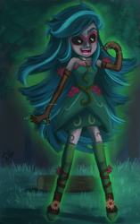Size: 1500x2396 | Tagged: safe, artist:wourdeluck, character:gloriosa daisy, equestria girls:legend of everfree, g4, my little pony: equestria girls, my little pony:equestria girls, clothing, dress, female, freckles, gaea everfree, open mouth, solo