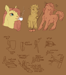Size: 1280x1460 | Tagged: safe, artist:jayrockin, character:applejack, character:fluttershy, character:pinkie pie, species:pony, ergonomics, female, mare, tiny sapient ungulates, tools, whiskers