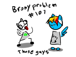 Size: 754x569 | Tagged: safe, artist:saphire-systrine, character:rainbow dash, species:anthro, species:pegasus, species:pony, 4chan, brony problems, brony stereotype, fan, fanboy, meme