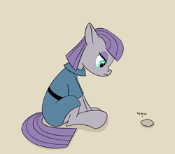 Size: 1279x1118 | Tagged: safe, artist:replacer808, character:boulder, character:maud pie, species:earth pony, species:pony, clothing, flat colors, simple background, sitting, squeak