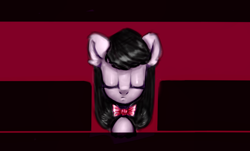 Size: 1402x847 | Tagged: safe, artist:limchph2, character:octavia melody, species:pony, bow tie, bust, eyes closed, female, portrait, simple background, solo