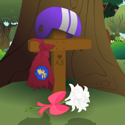 Size: 6000x6000 | Tagged: safe, artist:matty4z, character:apple bloom, character:scootaloo, character:sweetie belle, absurd resolution, bow, cape, clothing, death, flower, grave, helmet, memorial, sad, shadow