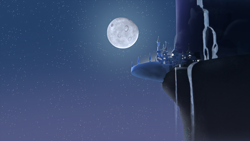 Size: 3840x2160 | Tagged: safe, artist:minty root, canterlot, moon, night, no pony, scenery, wallpaper, waterfall