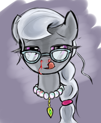 Size: 420x512 | Tagged: safe, artist:untiltheballoons, character:silver spoon, blood, bust, female, glasses, nosebleed, portrait, solo