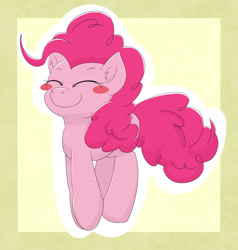 Size: 1000x1050 | Tagged: safe, artist:gamijack, character:pinkie pie, species:earth pony, species:pony, blushing, female, happy, pronking, smiling, solo
