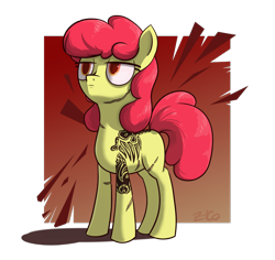 Size: 900x850 | Tagged: safe, artist:hc0, character:apple bloom, species:pony, blank flank, female, scar, simple background, solo, tattoo, transparent background