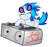 Size: 225x200 | Tagged: safe, artist:warpout, character:dj pon-3, character:vinyl scratch, species:pony, species:unicorn, animated, female, gif, headbob, mare, simple background, solo, transparent background, turntable