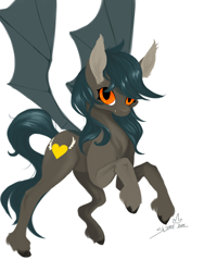 Size: 3000x4000 | Tagged: safe, artist:slimeprnicess, oc, oc only, oc:speck, species:bat pony, flying, solo