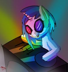 Size: 1280x1354 | Tagged: safe, artist:starkdust, character:dj pon-3, character:vinyl scratch, species:pony, species:unicorn, 30 minute art challenge, female, solo, turntable