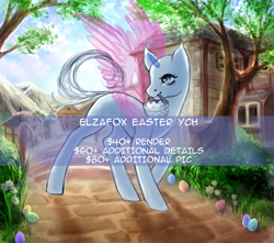 Size: 1920x1700 | Tagged: safe, artist:elzafox, oc, species:earth pony, species:pegasus, species:pony, species:unicorn, commission, easter, holiday, solo, spread wings, wings, your character here