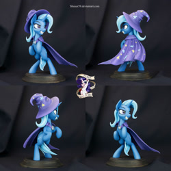 Size: 2000x2000 | Tagged: safe, artist:shuxer59, character:trixie, species:pony, species:unicorn, cape, clothing, cutie mark, female, figurine, hat, irl, mare, photo, rearing, sculpture, smiling, solo, teeth, traditional art