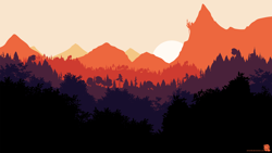Size: 3200x1800 | Tagged: safe, artist:simonk0, background, barely pony related, canterlot, canterlot castle, dawn, forest, mountain, mountain range, no pony, scenery, silhouette, sundown, sunset, tree, wallpaper