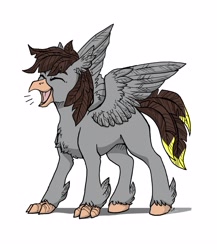 Size: 3543x4089 | Tagged: safe, artist:alexispaint, oc, oc:luxor, species:classical hippogriff, species:hippogriff, feather, head feathers, missing cutie mark, screech, species swap, tail feathers